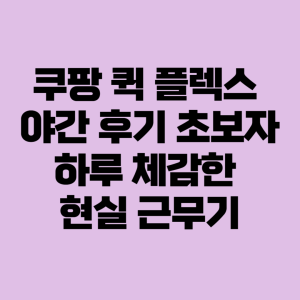 쿠팡 퀵 플렉스 야간 후기