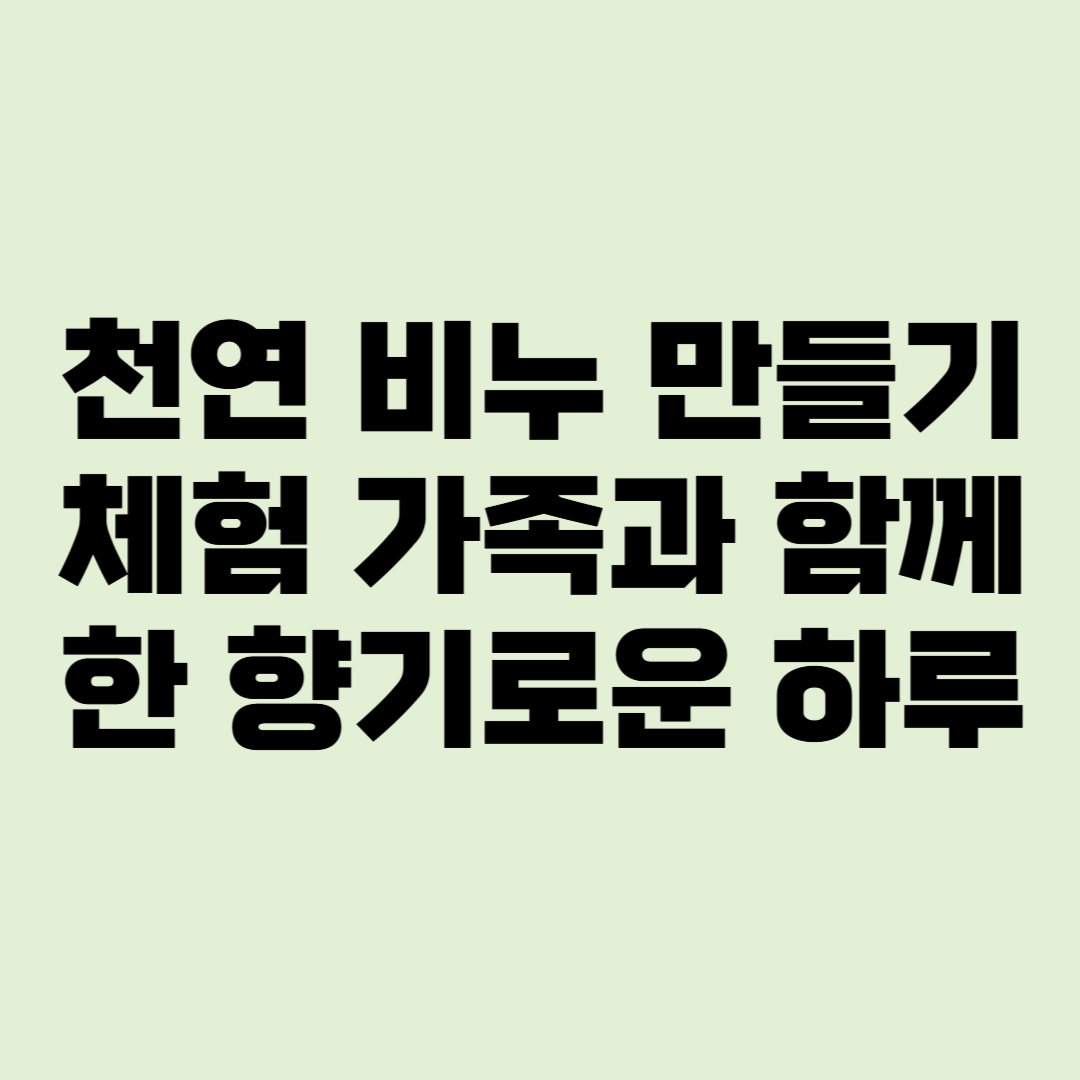 천연 비누 만들기 체험